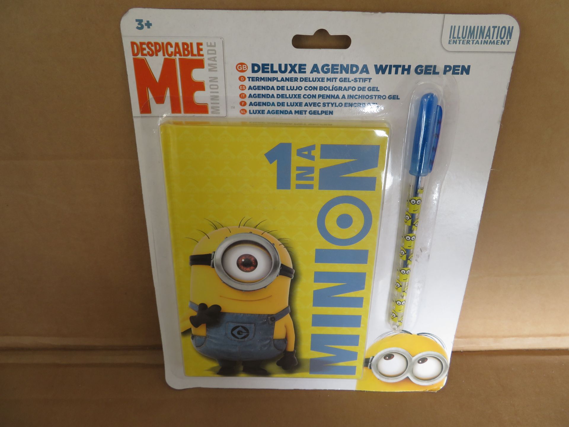 72 x Brand New Despicable Me Minions Deluxe Agenda with Gel Pen. RRP £5 each, giving this lot a