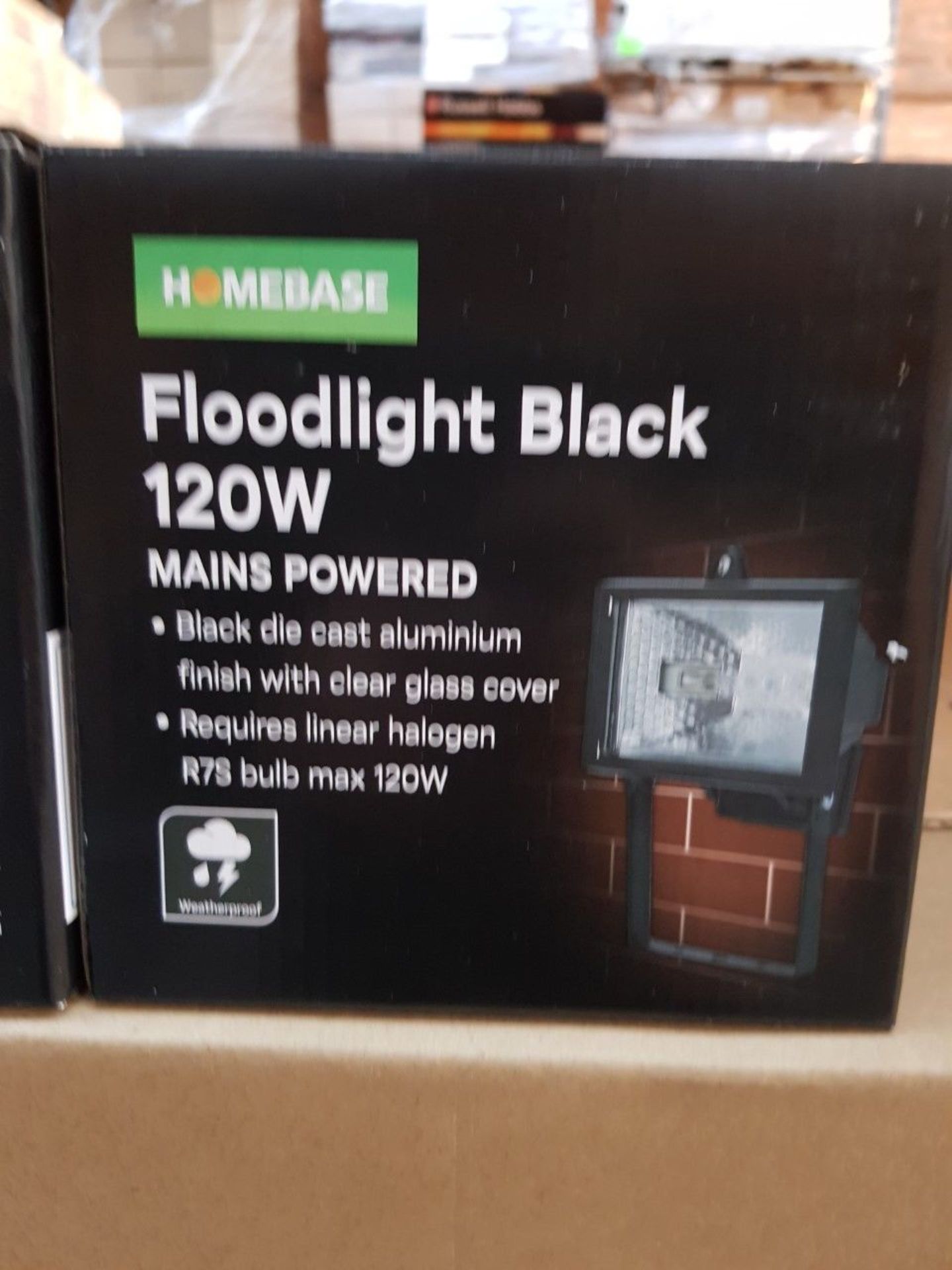 WHOLSALE PALLET JOB LOT OF 516 x BRAND NEW 120w HOMEBASE FLOODLIGHTS. MADE FROM BLACK DIE CAST - Image 3 of 3