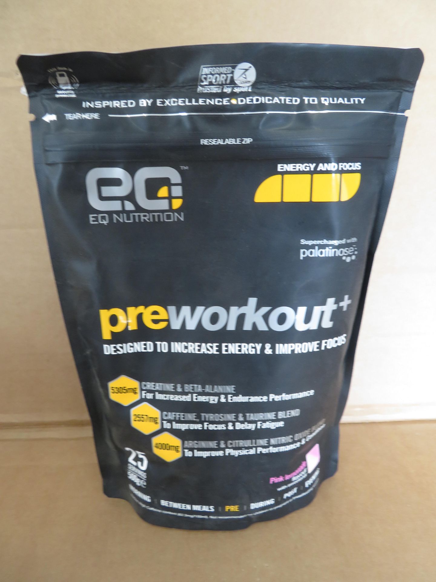 8 x 500g Bags of EQ Nutrition Preworkout+. Pink Lemonade Flavour. RRP £35 PER BAG. SEALED. 25