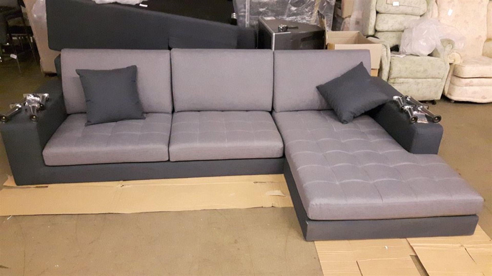Pendbury sofa and chaise longue in grey mix.