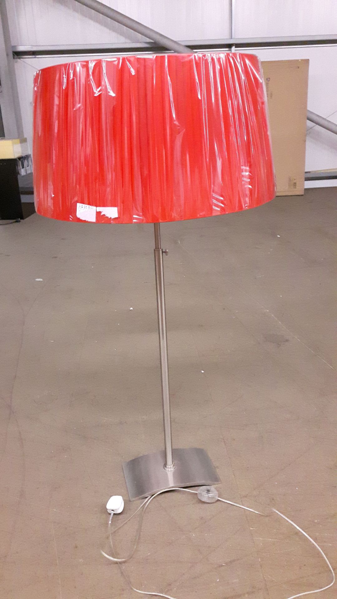 Adjustable stainless steel Floor Lamp with new red shade. - Image 3 of 3