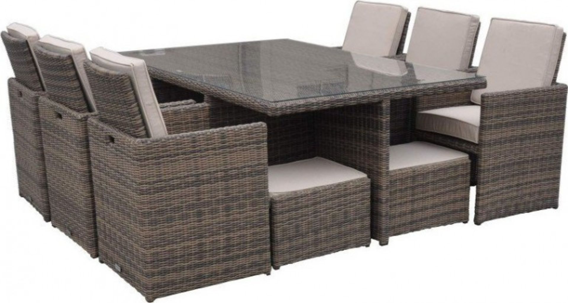 The Radeway 11 Piece Rattan Cube Outdoor Patio Dining Set. - Bild 5 aus 6