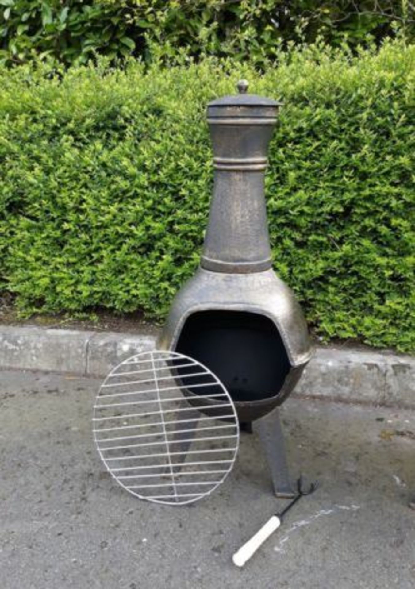 Heavy duty Chiminea finished in Antique Golden Bronze Minimum assembly required Product dimensions - Image 2 of 2