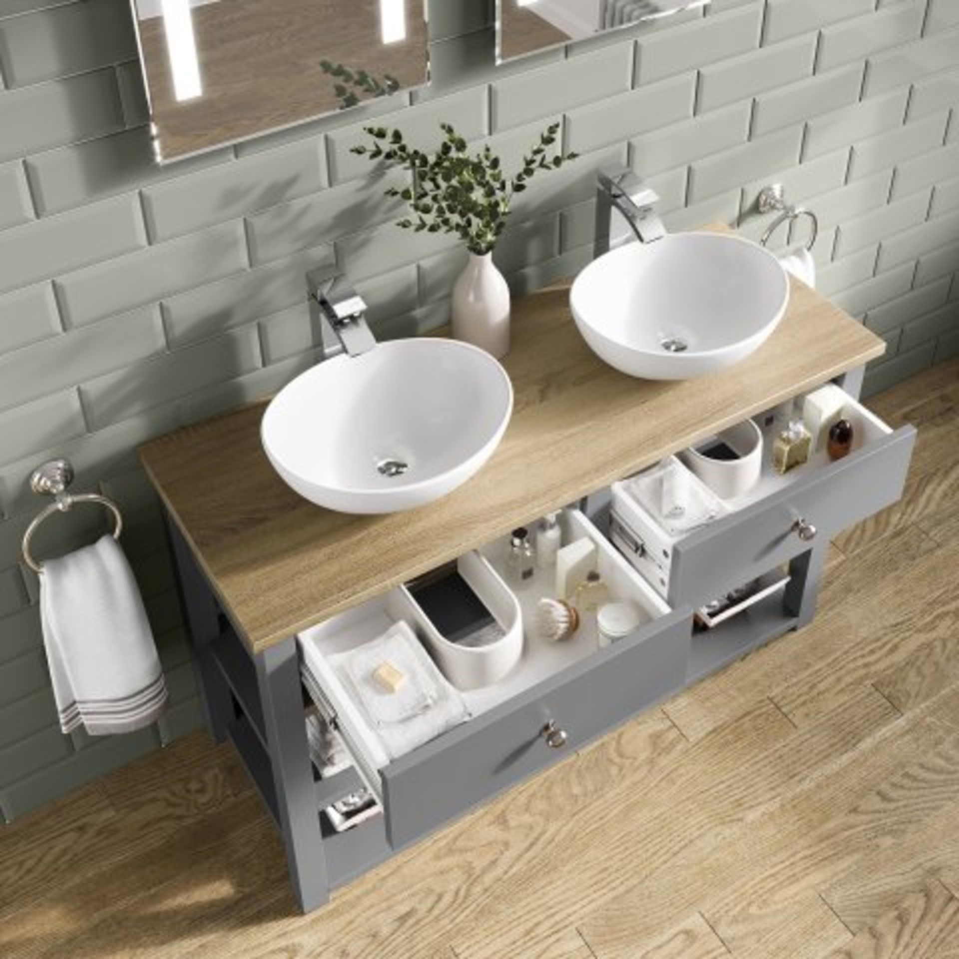 (H1) Sutton Countertop Vanity Unit & Double Camila Basin. RRP £1,949. COMES COMPLETE WITH BASIN. Our - Image 3 of 5