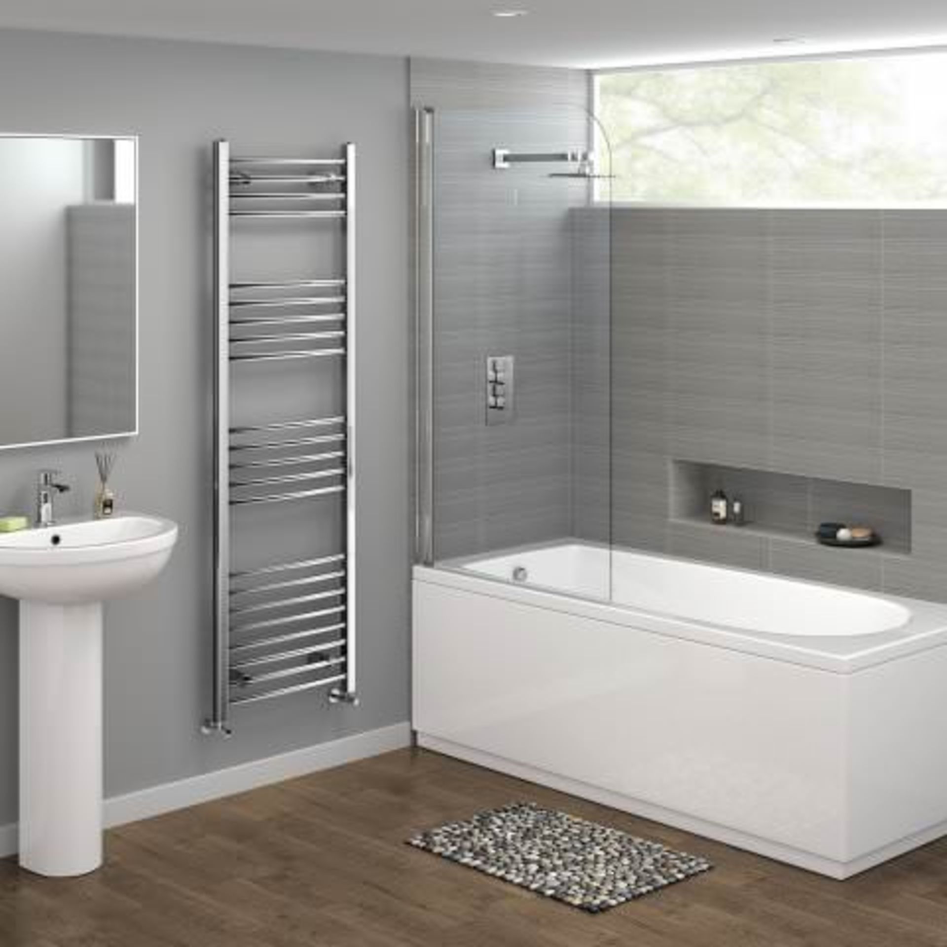 (H11) 1600x500mm - 20mm Tubes - Chrome Curved Rail Ladder Towel Radiator RRP £132.78 Our Nancy - Image 2 of 4