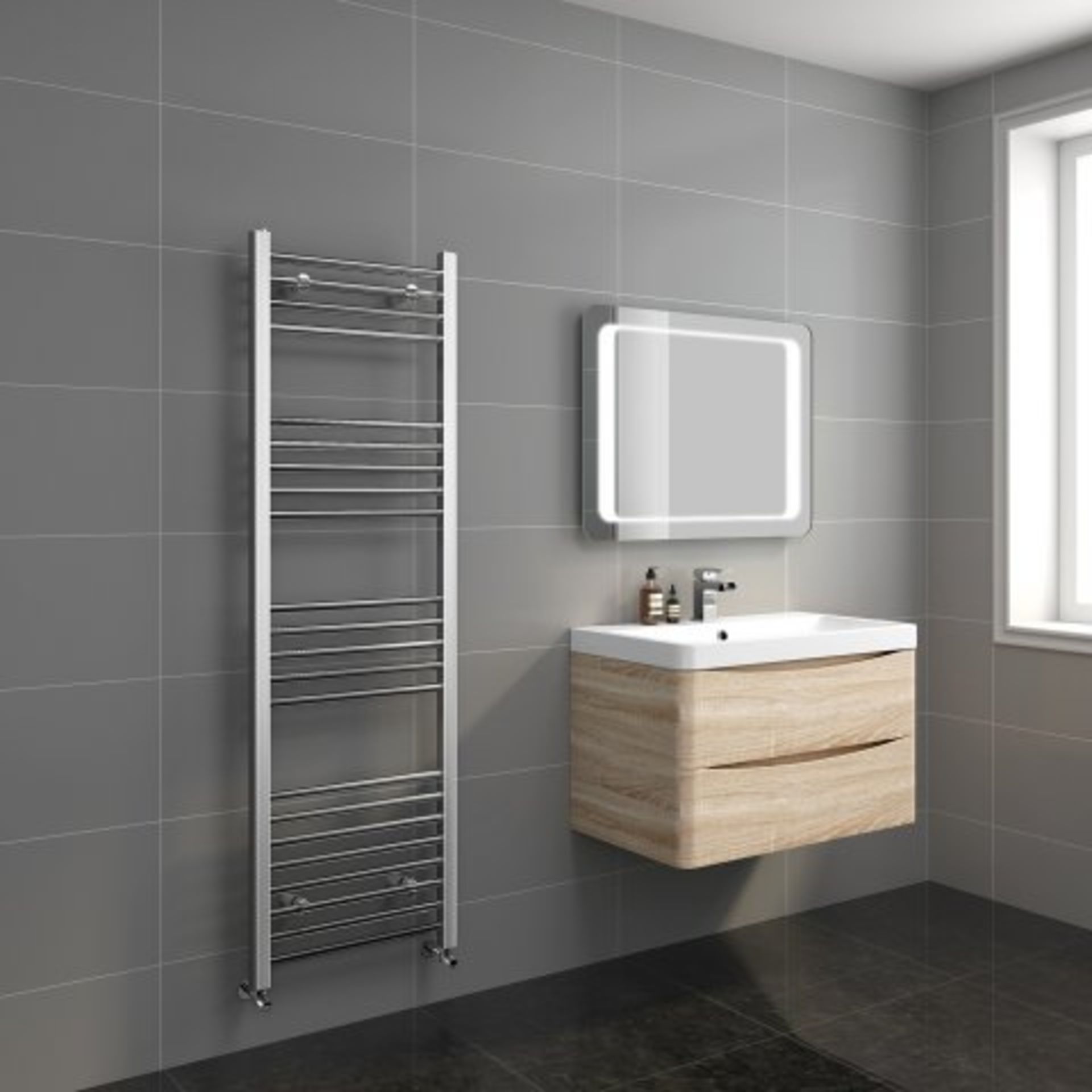 (H13) 1600x500mm - 20mm Tubes - Chrome Heated Straight Rail Ladder Towel Radiator RRP £123.58 The - Image 2 of 4