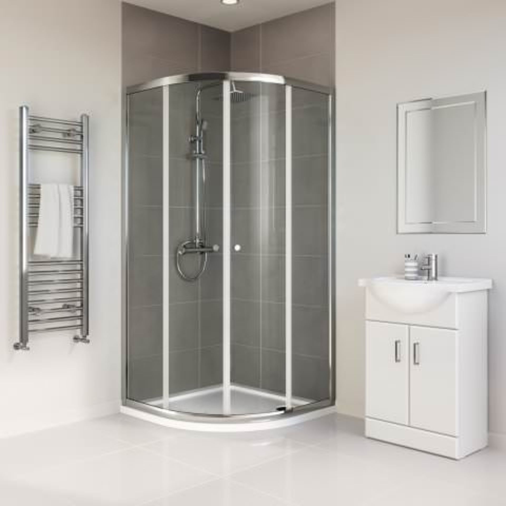 (W142) 900x900mm - Elements Quadrant Shower Enclosure. RRP £229.99. Budget Solution Our entry - Image 3 of 4