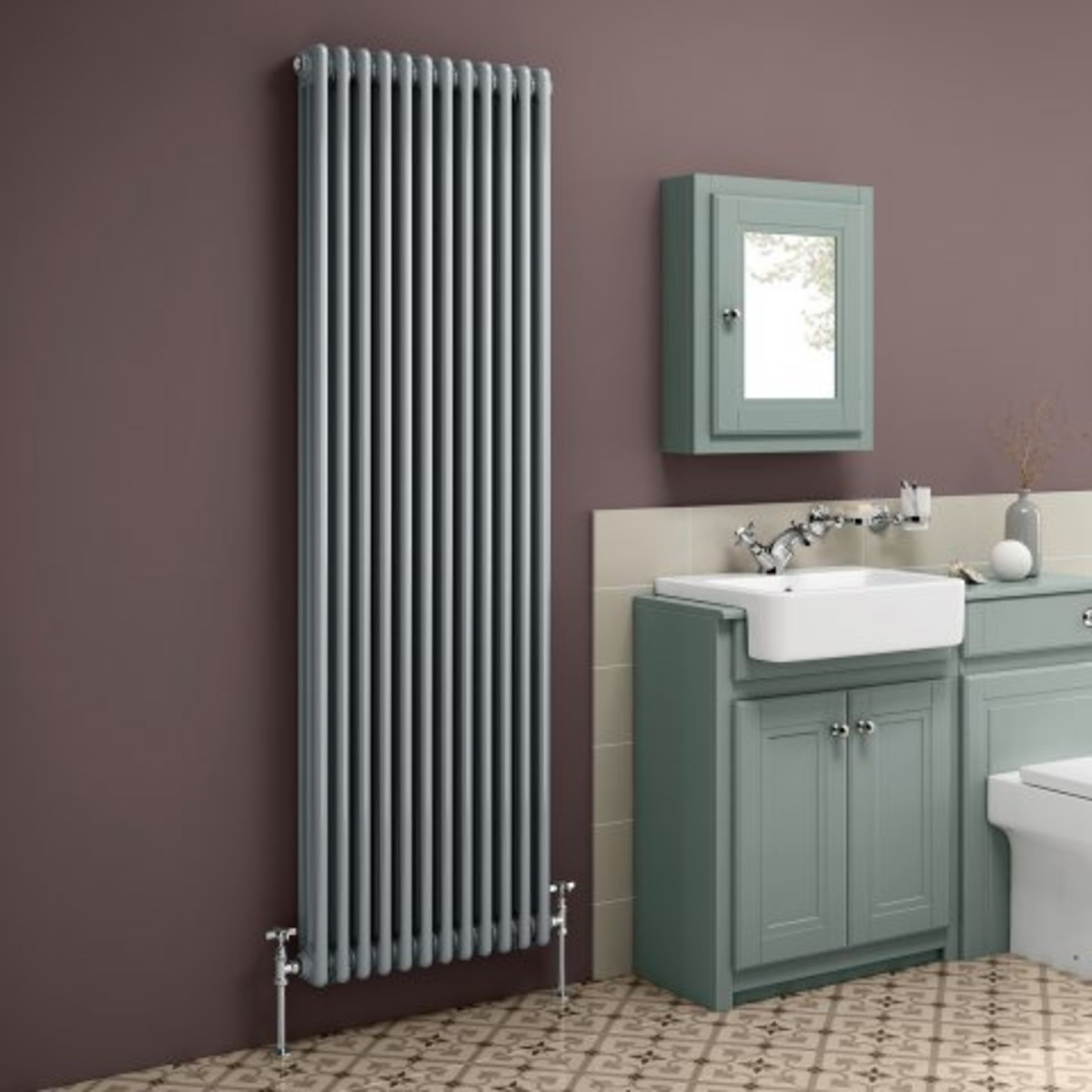 (H113) 1800x554mm Earl Grey Triple Panel Vertical ColosseumTraditional Radiator. RRP £599.99. For - Bild 2 aus 4