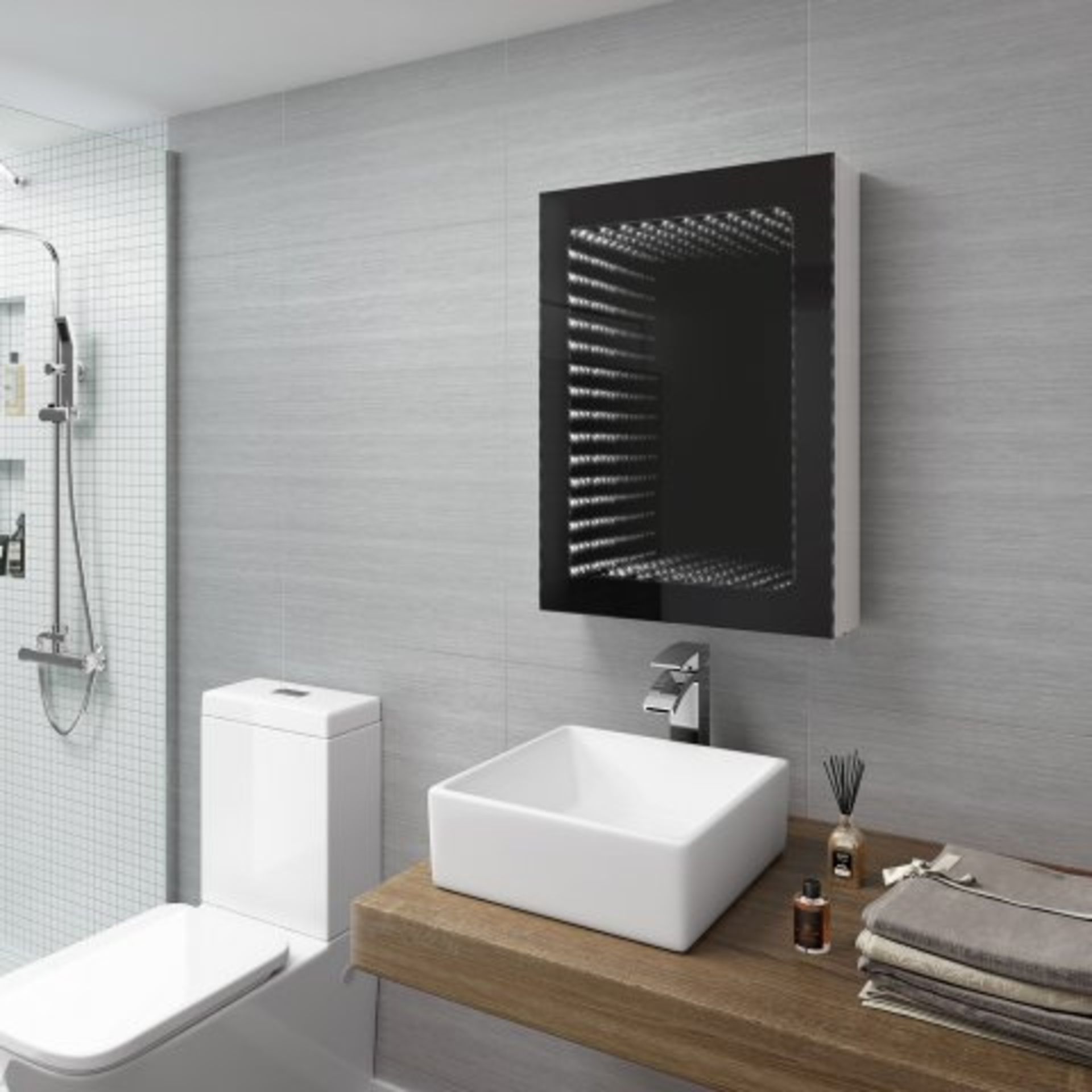 (H4) 500x700mm Stellar Illuminated Infinity Mirror Cabinet & Shaver Socket. RRP £599.99. The 500x650 - Image 4 of 4