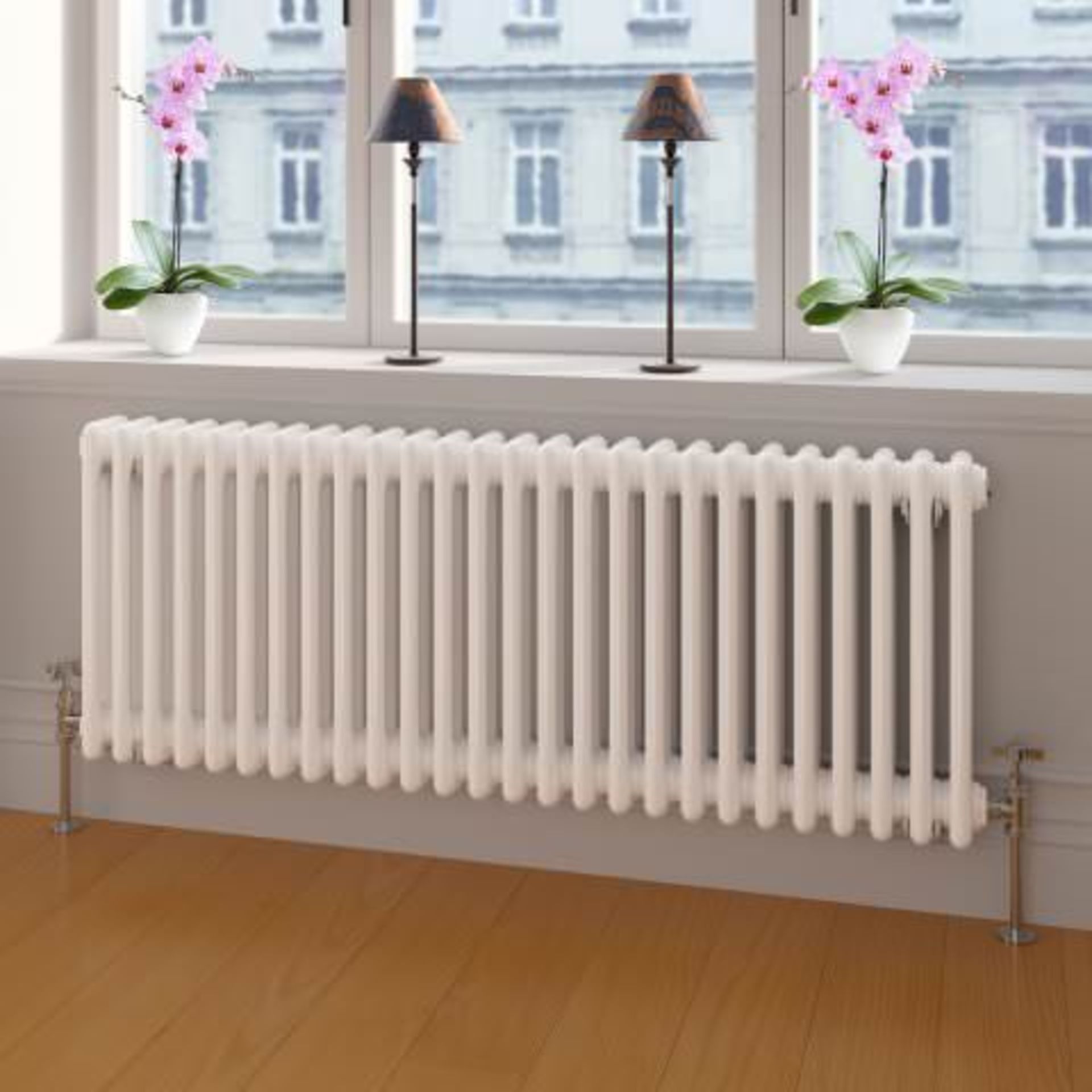 (H198) 450x1188mm White Triple Panel Horizontal Colosseum Traditional Radiator. RRP £724.98. For - Image 3 of 4