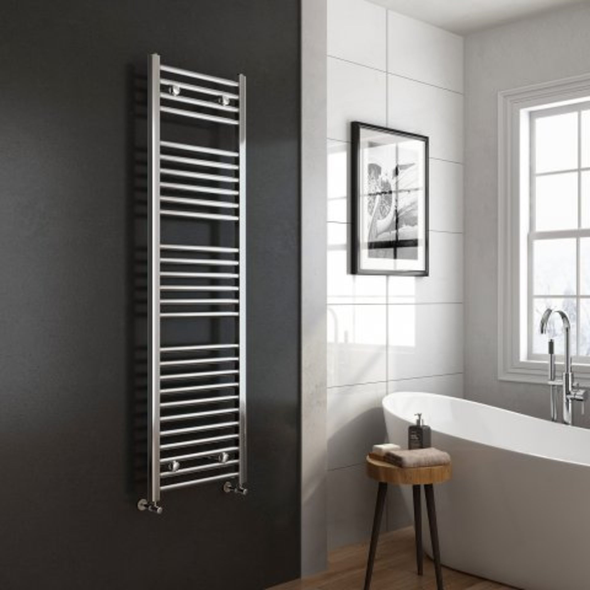 (H44) 1600x450mm - 25mm Tubes - Chrome Heated Straight Rail Ladder Towel Radiator . Benefit from the - Bild 2 aus 3