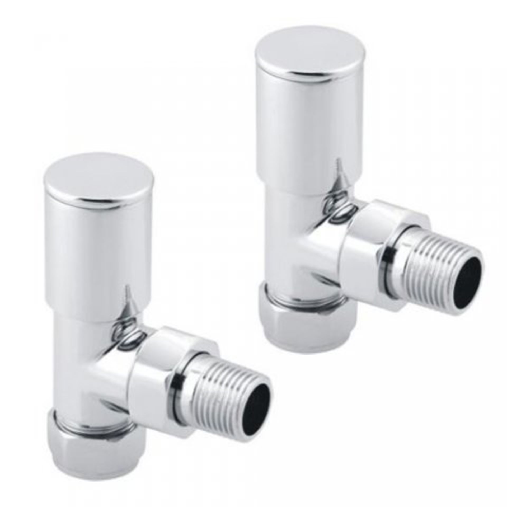 (H43) 15mm Standard Connection Angled Radiator Valves - Heavy Duty Polished Chrome Plated Brass Made - Bild 2 aus 3