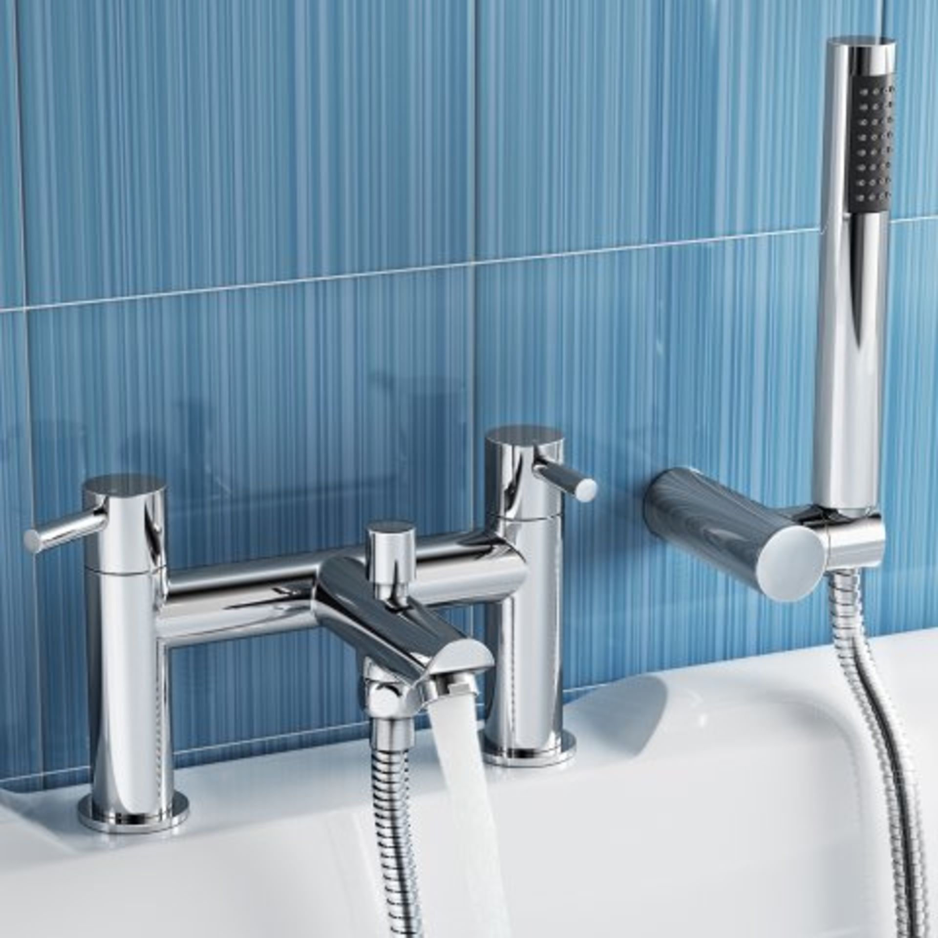 (H34) Gladstone II Bath Mixer Shower Tap with Hand Held Presenting a contemporary design, this solid