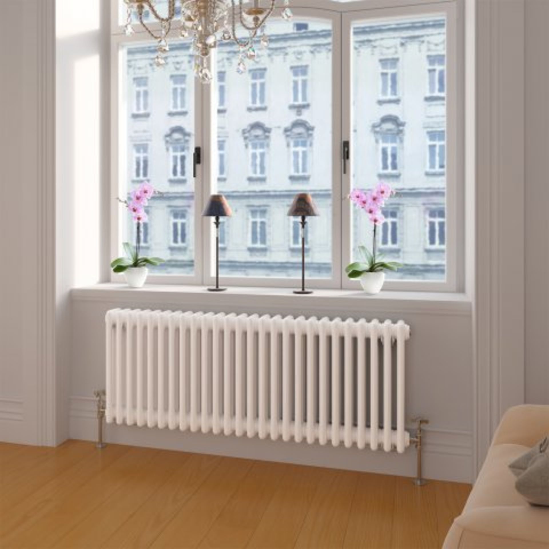 (H198) 450x1188mm White Triple Panel Horizontal Colosseum Traditional Radiator. RRP £724.98. For - Image 2 of 4
