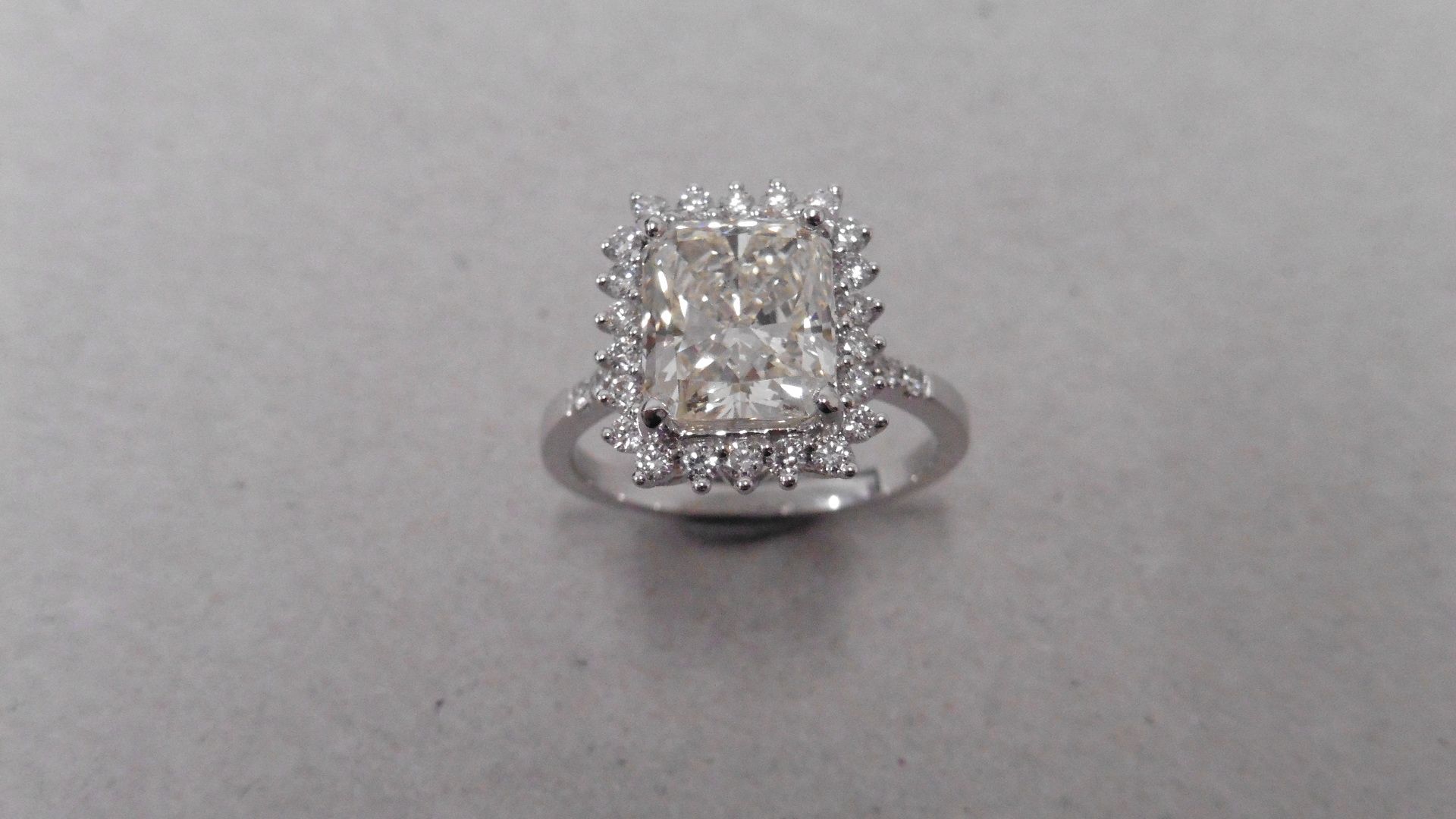 3.51ct radiant cut diamond set solitaire ring set 18ct white gold. Centre stone J colour, si1 - Image 4 of 4