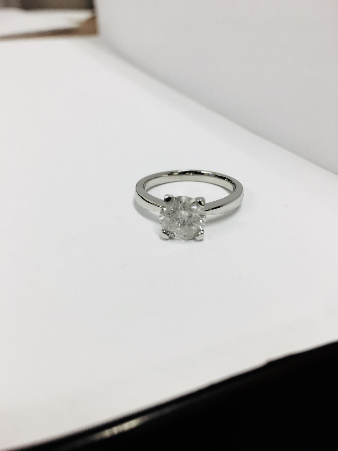 1.55ct diamond solitaire ring set in platinum. Enchanced diamond, H colour and I2 clarity. 4 claw - Image 5 of 5