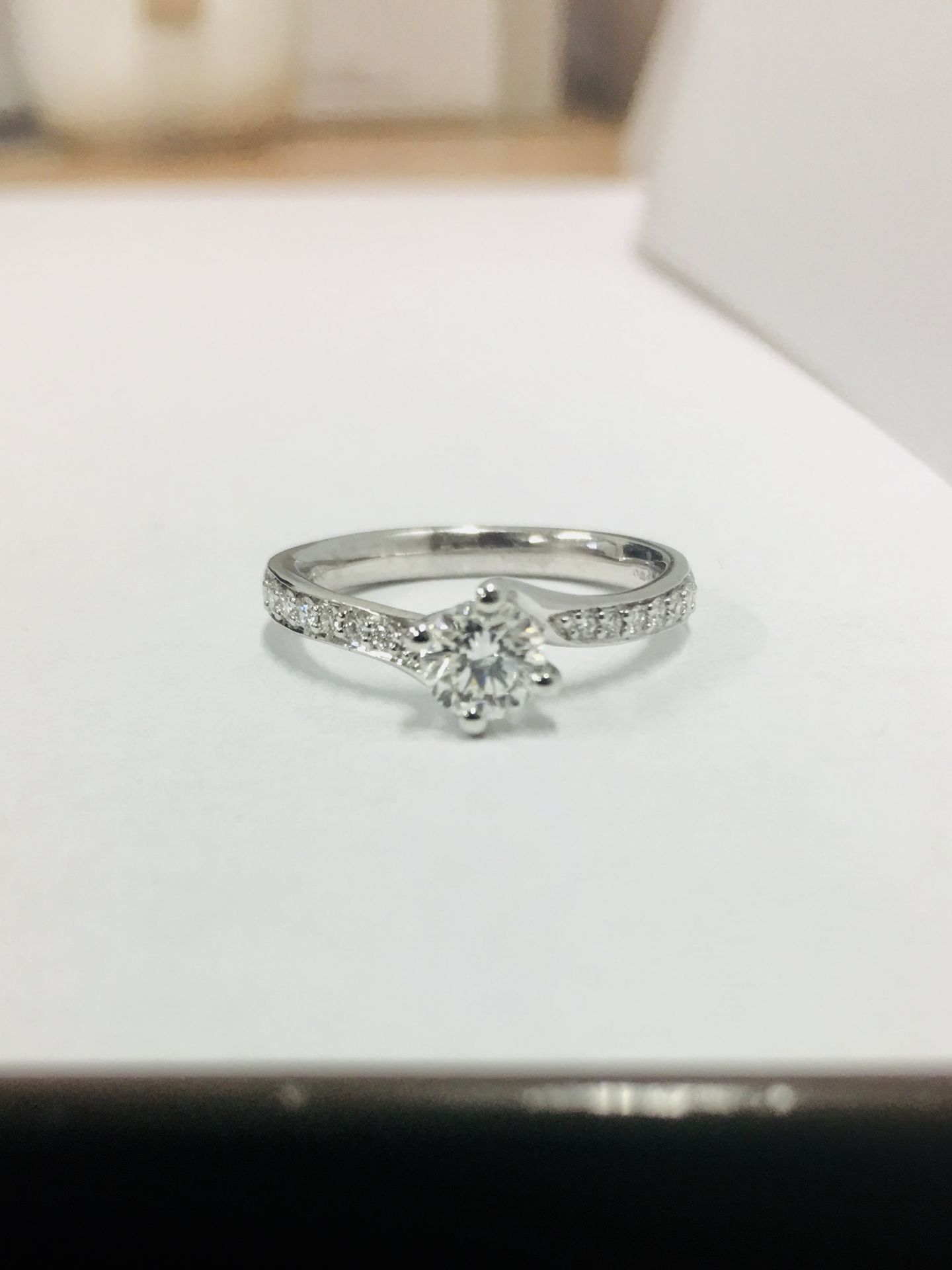 18ct diamond solitaire 0.50ct h colour vs grade enhanced ,0.14ct diamonds set into the mount 2. - Image 2 of 5