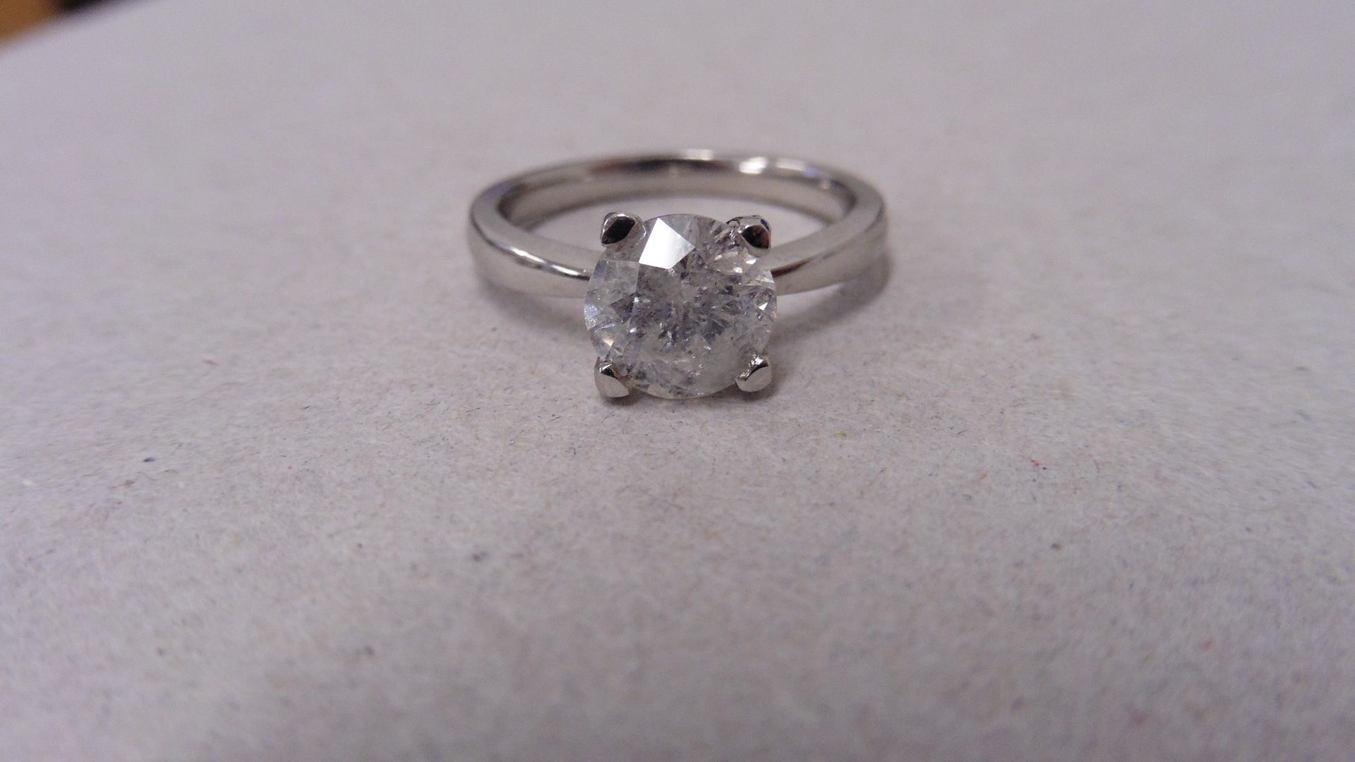 1.50ct diamond solitaire ring set in platinum. Enchanced diamond, H colour and I2 clarity. 4 claw - Image 3 of 4