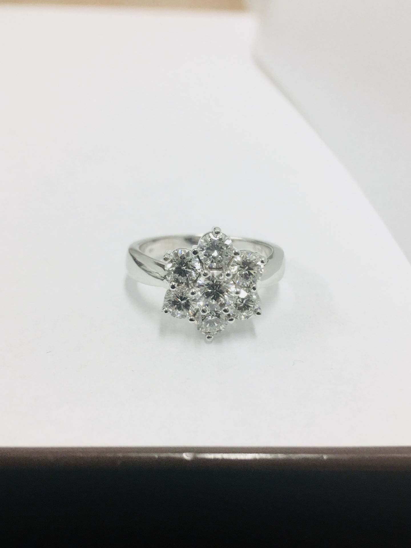 2.25ct diamond cluster style dress ring. 7 Brilliant cut diamonds, I colour and si2-3 clarity. - Image 2 of 4