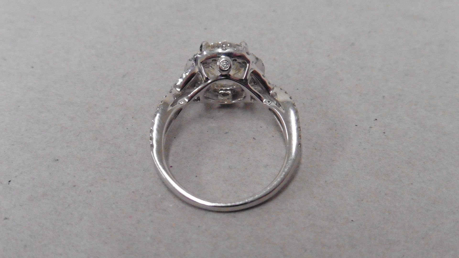 2.40ct diamond set solitaire ring. Brilliant cut diamond, J colour, si1 clarity. Halo setting with - Image 3 of 4