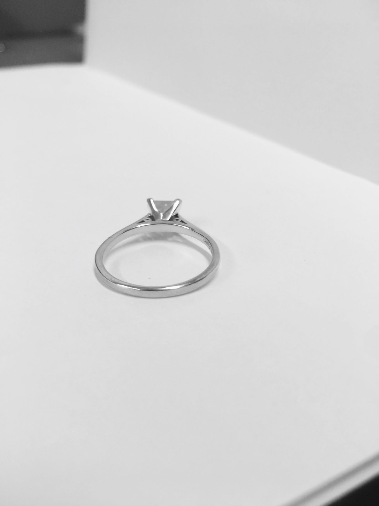 1.01ct diamond solitaire ring with a princess cut diamond. H colour and s13 clarity. Set in 18ct - Image 3 of 3