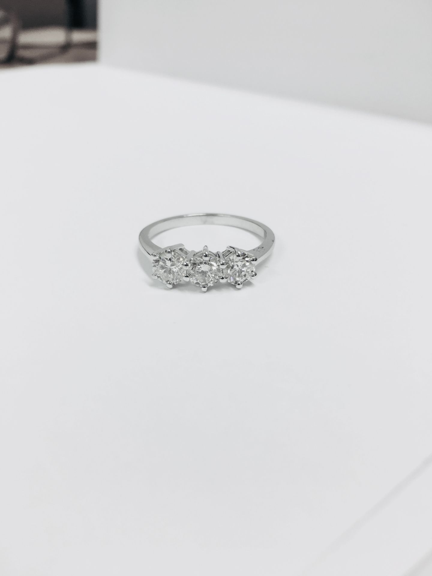 3.02ct diamond trilogy ring. 3 brilliant cut diamonds ( enhanced stones ) I/J colour, P1 clarity.