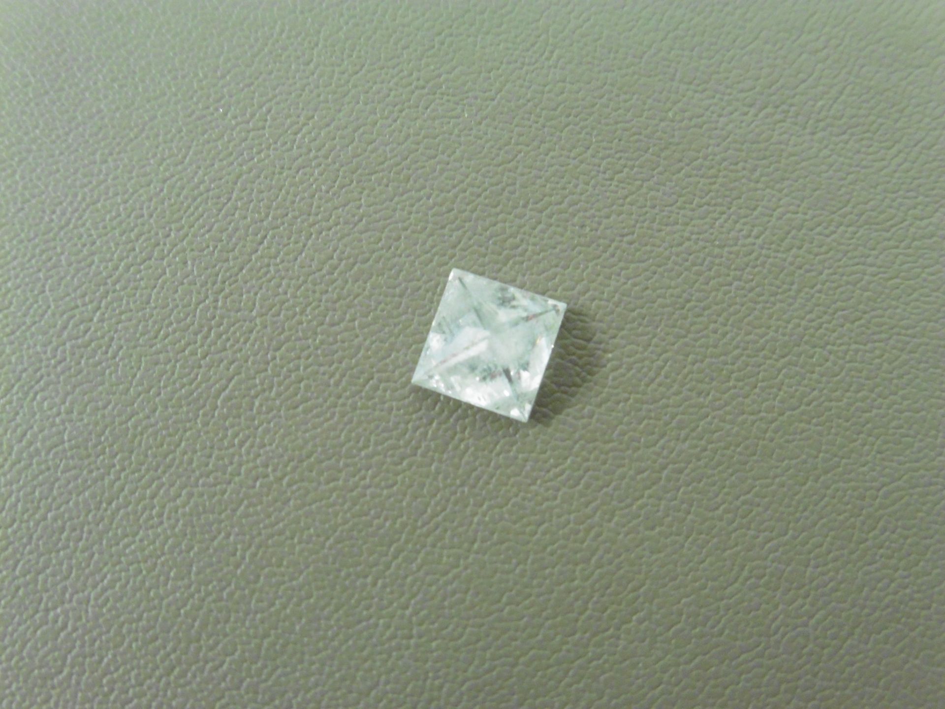 0.96ct enhanced princess cut diamond. H colour and I2 clarity. No certification but can be done