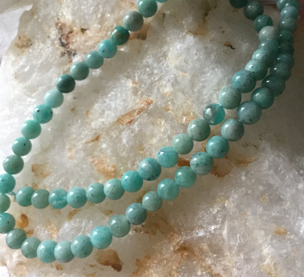 Amazonite 75 cts from Africa 6 mm plain rounds 38 cm strand approx 65 gems