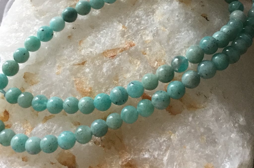 Amazonite 75 cts from Africa 6 mm plain rounds 38 cm strand approx 65 gems - Image 3 of 4