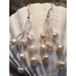 Custom Jewellery Earrings Cultured freshwater pearls dangly soft feminine wedding and miyuki beads