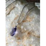 Swarovski amethyst drop pendant 24â€ popcorn chain amethyst necklace