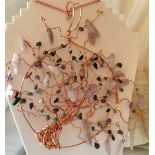 Sun catcher rose gold Emeralds Kunzite Amethyst Tree of Life on chain