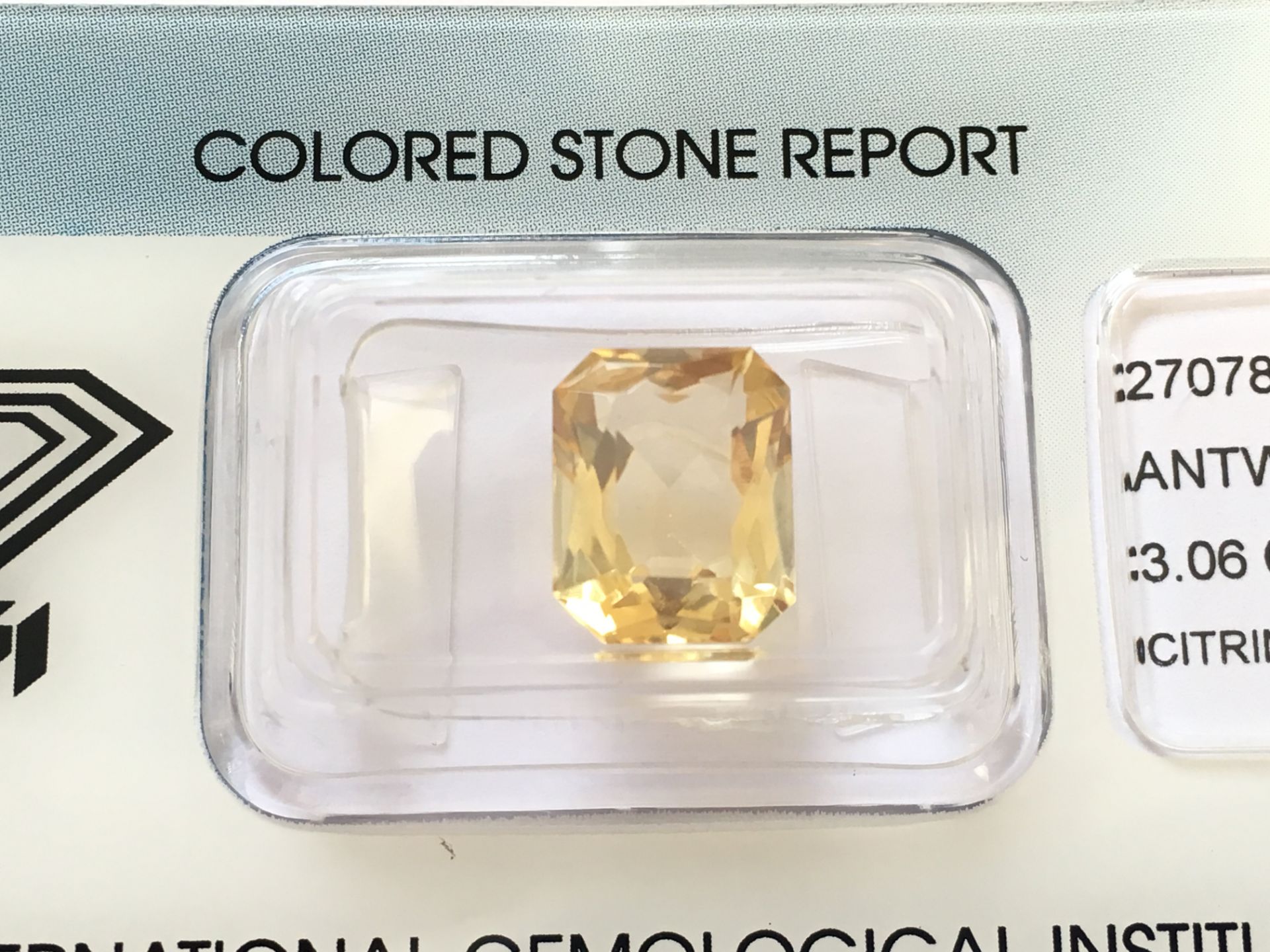3.06ct Natural Citrine with IGI Certificate - Image 2 of 3