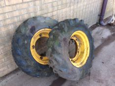 Pair of JCB Digger Tyres on Rims: Size 10.5 / 80-10.