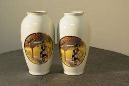 2 x IMPERIAL JAPANESE CHOKIN VASES WITH 24K GOLD TRIM