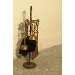BRASS FIRESIDE COMPANION WITH IMPLEMENTS