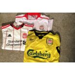 3 x RETRO LIVERPOOL FC SHIRTS (2010-15)