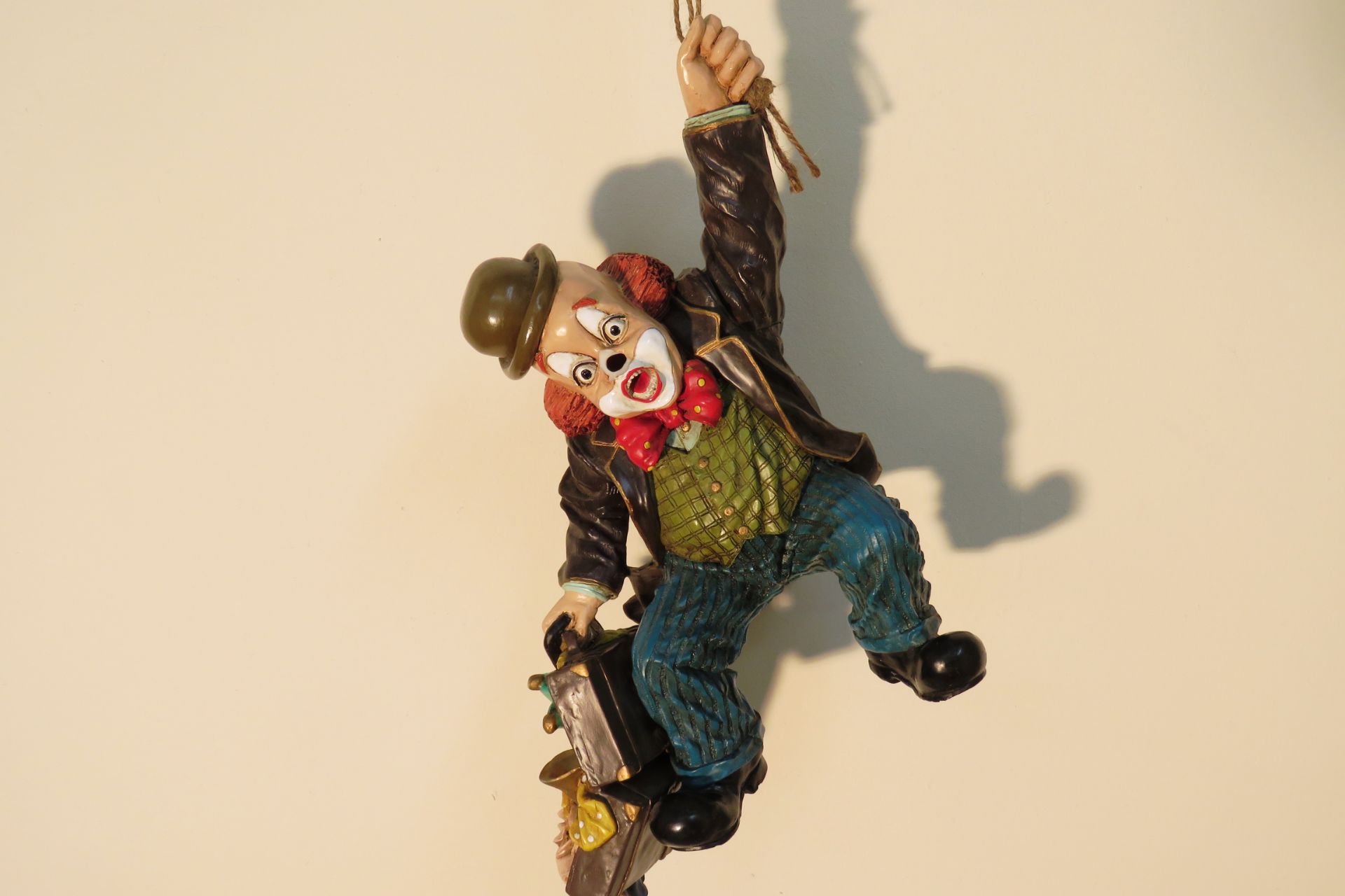 CAST RESIN CLOWN HANGING FROM BALLOONS - Image 2 of 3