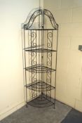 VINTAGE WROUGHT IRON 5 SHELVED STAND - 6 FT TALL