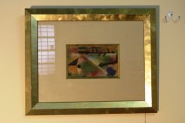 CONTEMPORARY PRINT IN SOLID WOOD GOLD FRAME