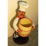 LARGE ITALIAN CHEF HOLDING BARREL - EX RESTAURANT FIGURINE