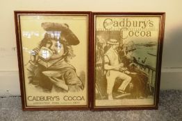 2 X VINTAGE CADBURYS COCOA ADVERTISING PRINTS - FRAMED & GLAZED