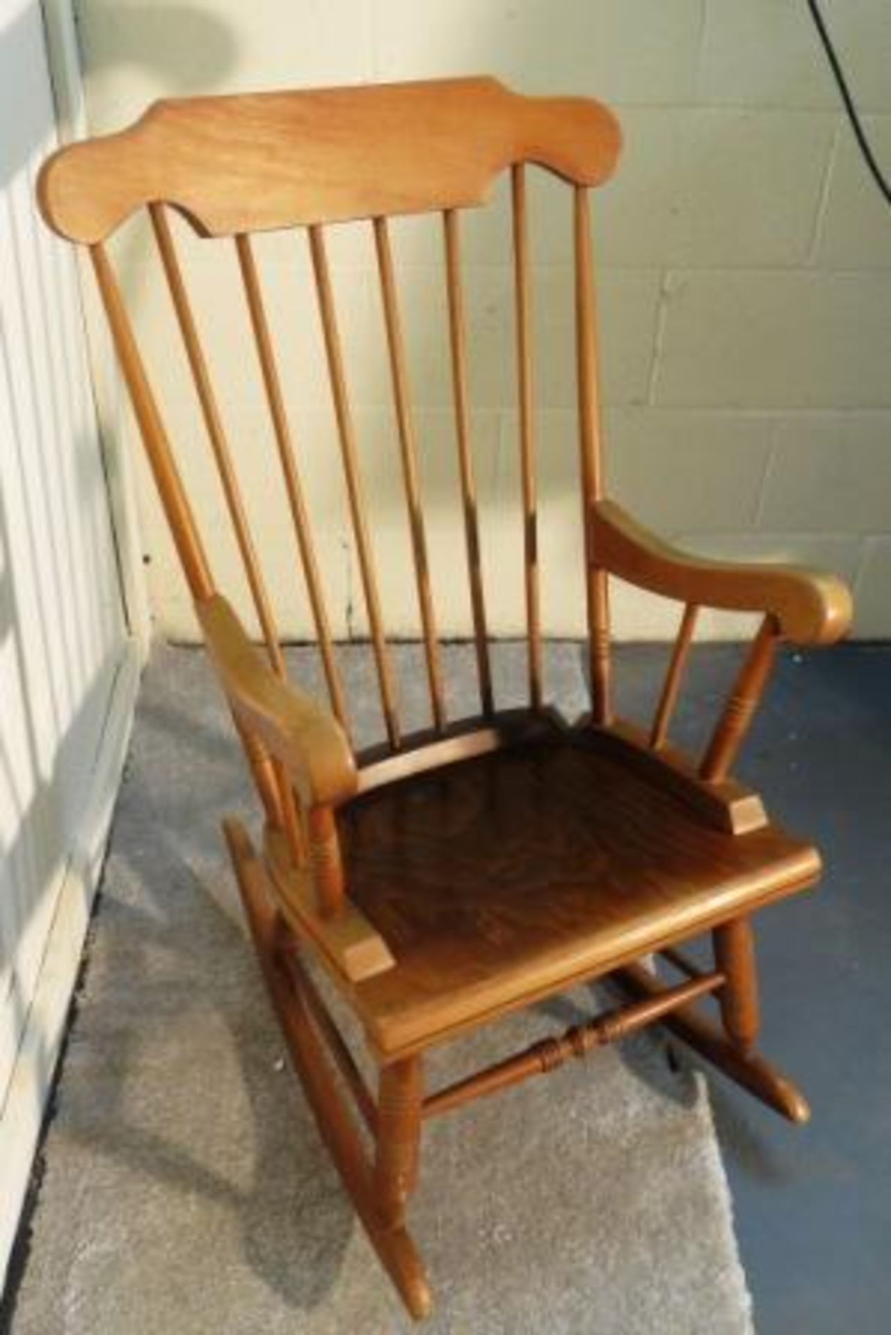 VINTAGE PINE ROCKING CHAIR - HIGH BACK SPINDLE - EXCELLENT CONDITION - Image 2 of 2