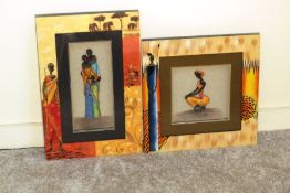 2 X SHADOW BOXED TRIBAL PICTURES