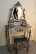 BAROQUE DRESSING TABLE AND MIRROR WITH STOOL