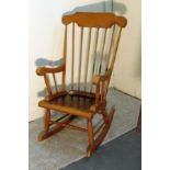 VINTAGE PINE ROCKING CHAIR - HIGH BACK SPINDLE - EXCELLENT CONDITION