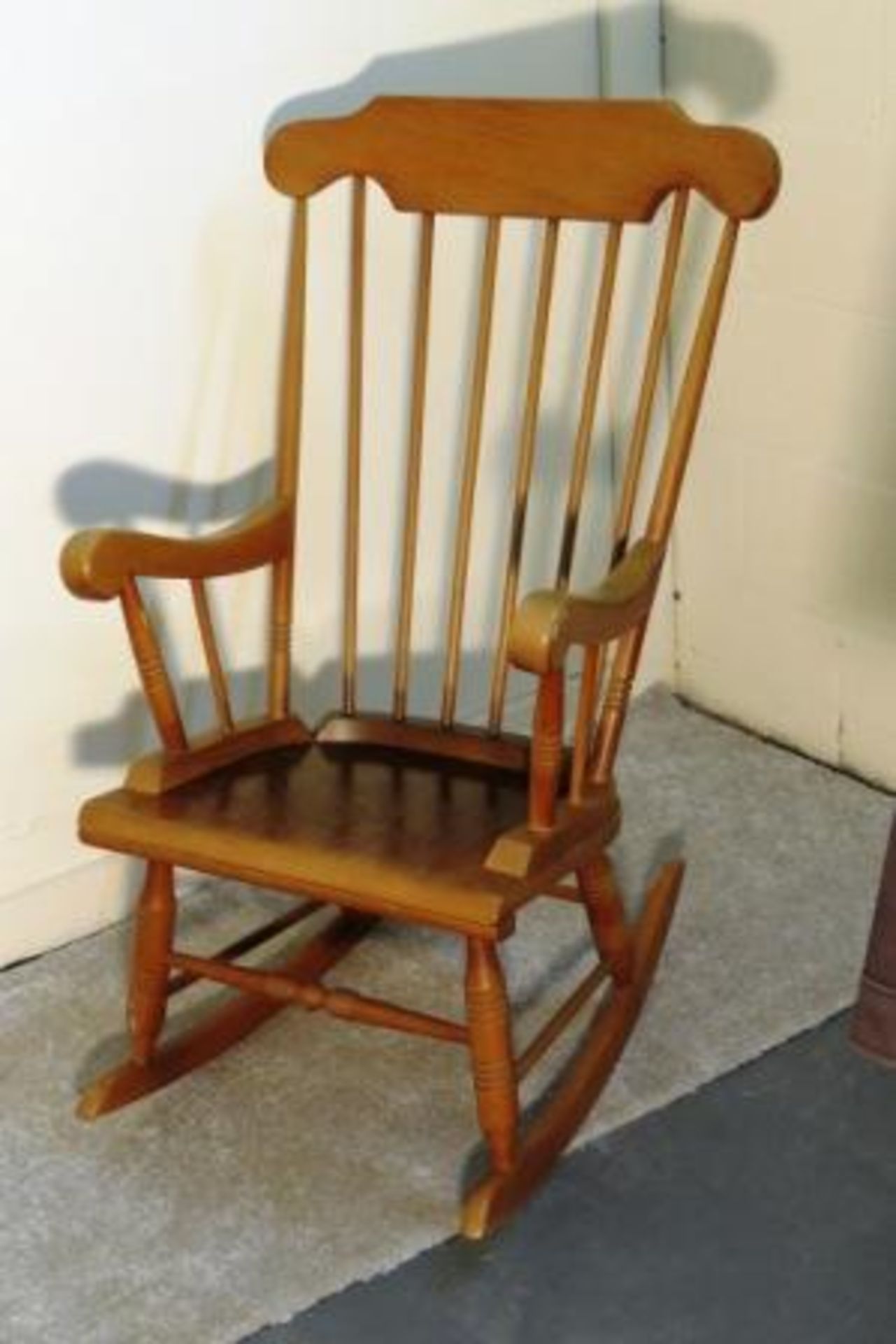 VINTAGE PINE ROCKING CHAIR - HIGH BACK SPINDLE - EXCELLENT CONDITION