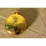 GOLD PLATED CRICKET THEMED POCKET WATCH - TESTED & WORKING