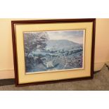 LARGE COUNTRY SCENE PRINT IN WOODEN FRAME