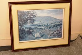 LARGE COUNTRY SCENE PRINT IN WOODEN FRAME